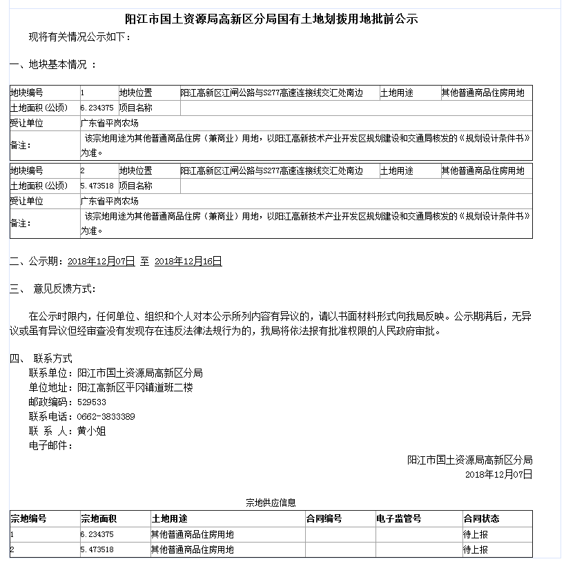阳江市国土资源局最新项目概览